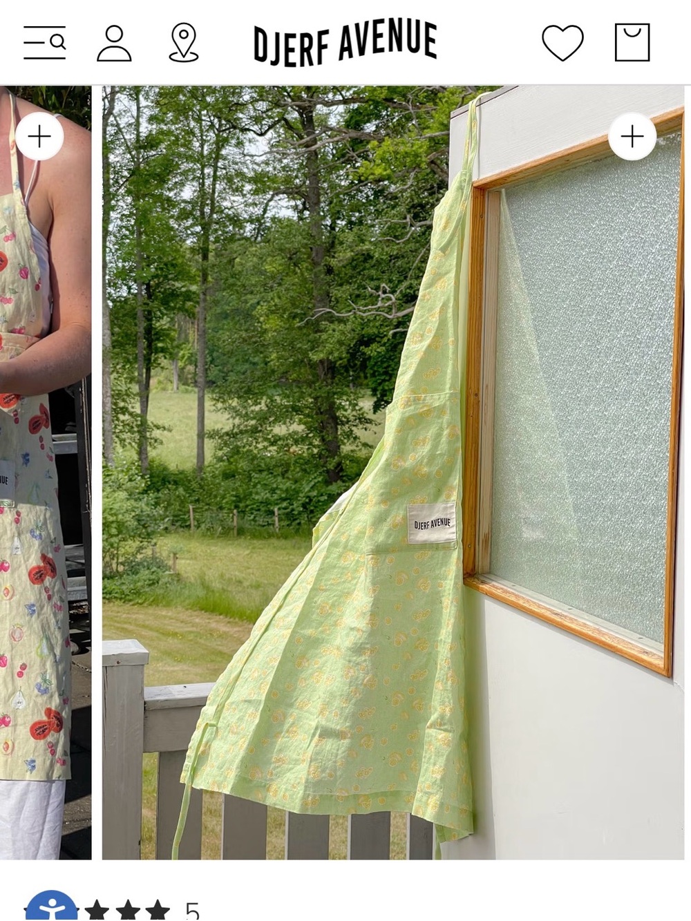 Djerf Avenue Pastel Green Linen Apron with Yellow lemon Print - Picture 3 of 9